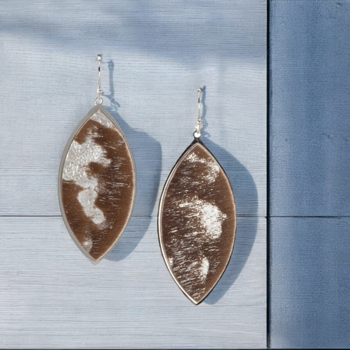 Calfskin Leaf Shaped Earrings - Canyon Creek on Silver