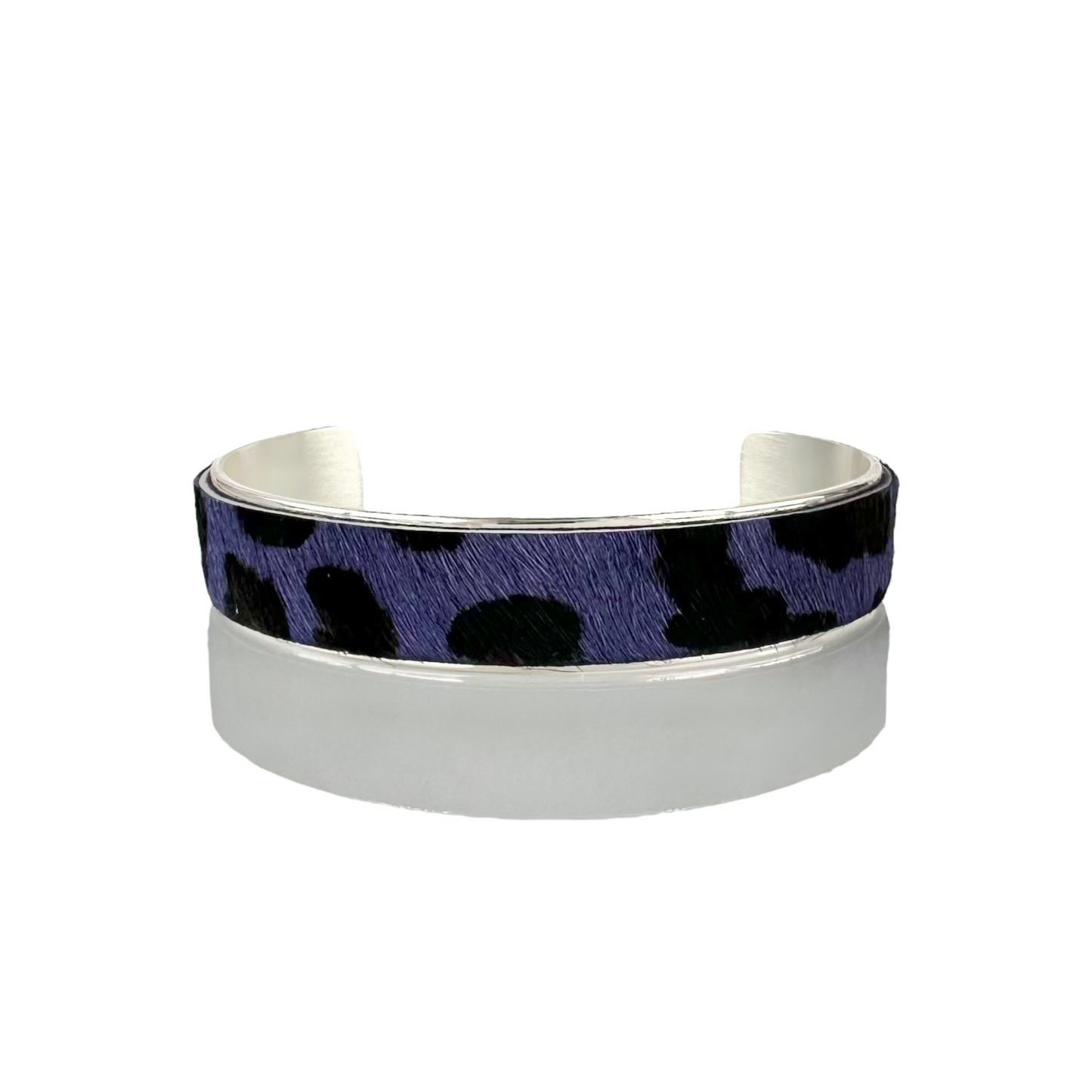 Calfskin Purple Leopard .5 Cuff on Silver